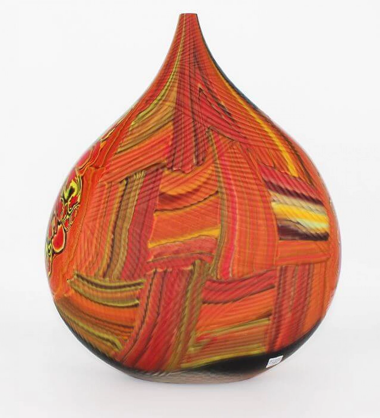 Vaso in vetro soffiato di Murano nei toni del rosso di Luca Vidal, 2000 1