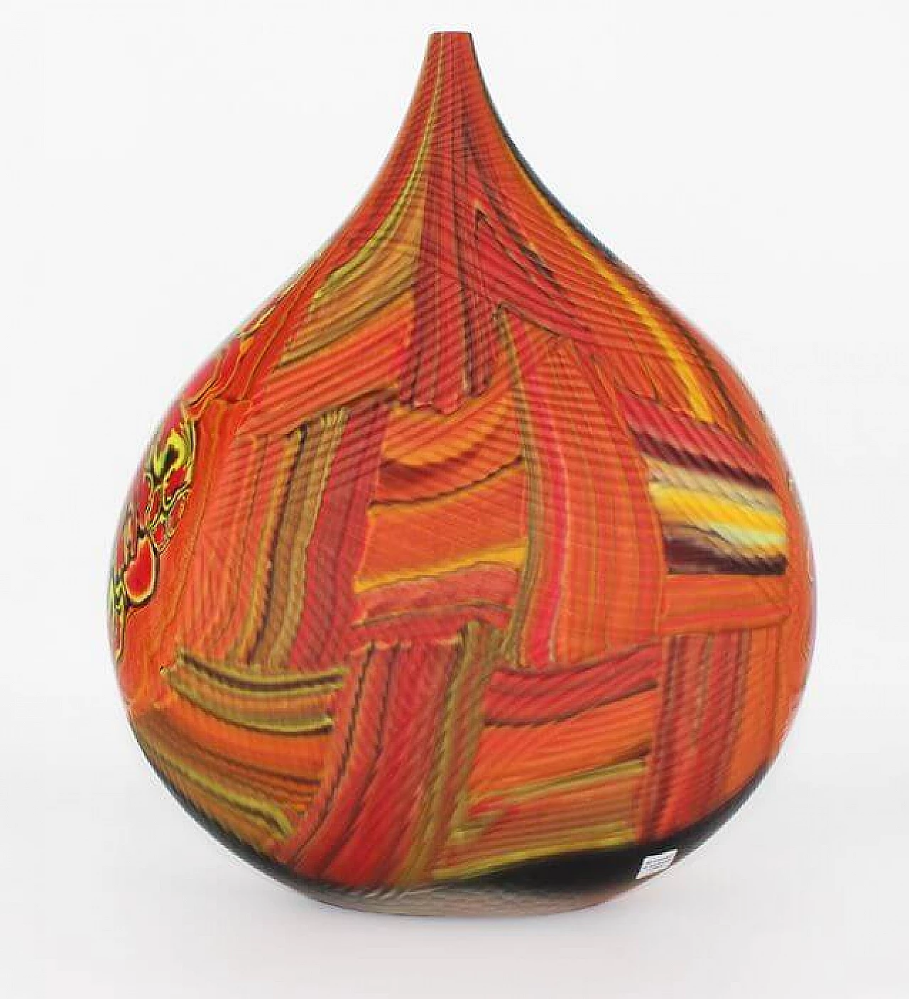 Murano blown glass vase in red tones by Luca Vidal, 2000 1