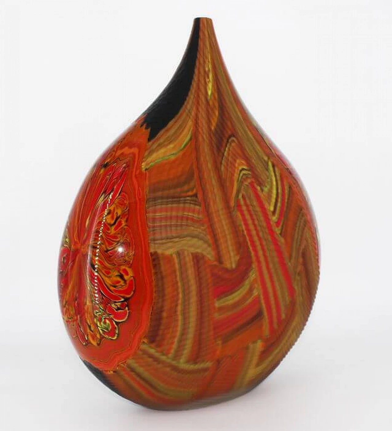 Vaso in vetro soffiato di Murano nei toni del rosso di Luca Vidal, 2000 3