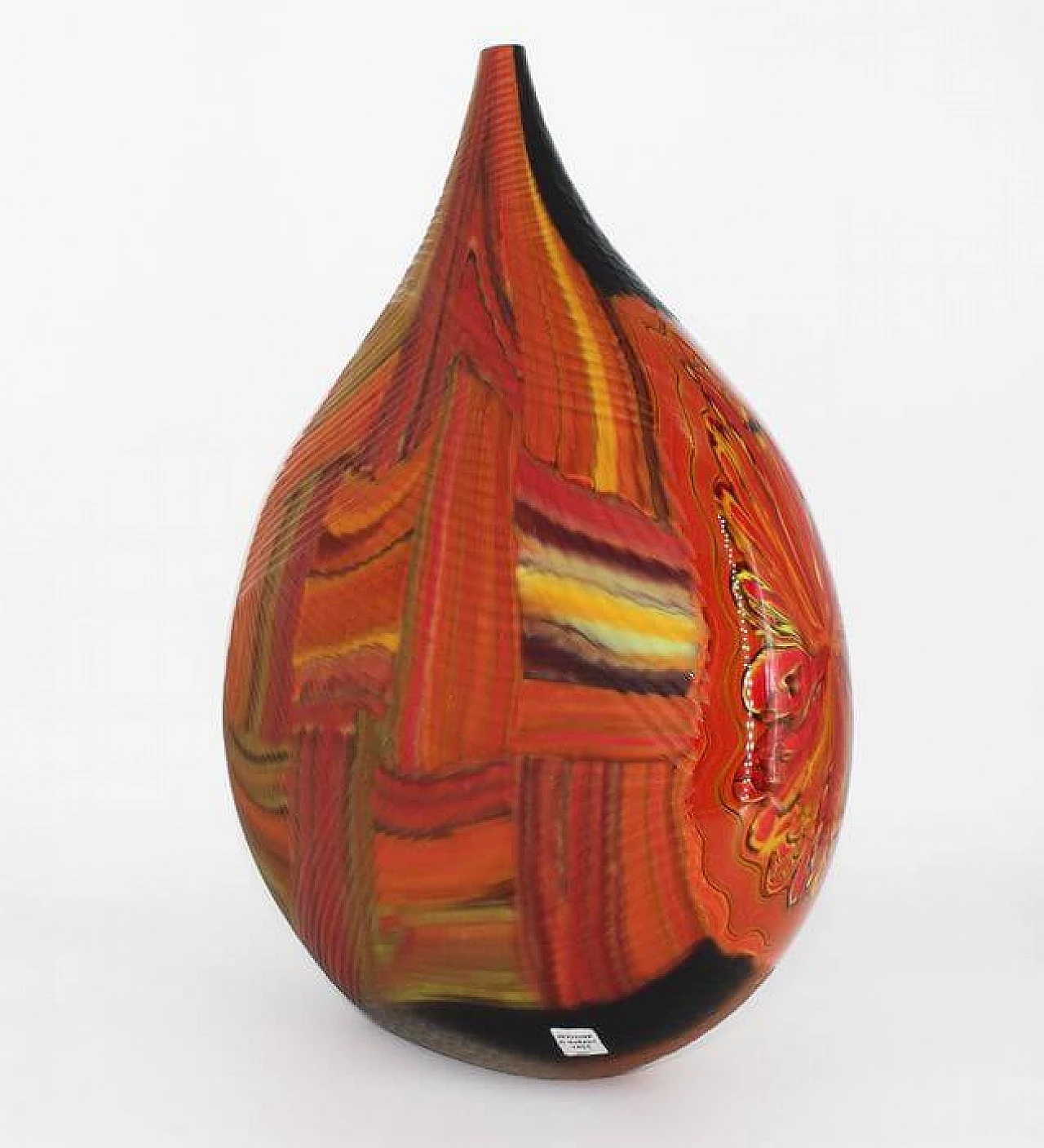 Vaso in vetro soffiato di Murano nei toni del rosso di Luca Vidal, 2000 4