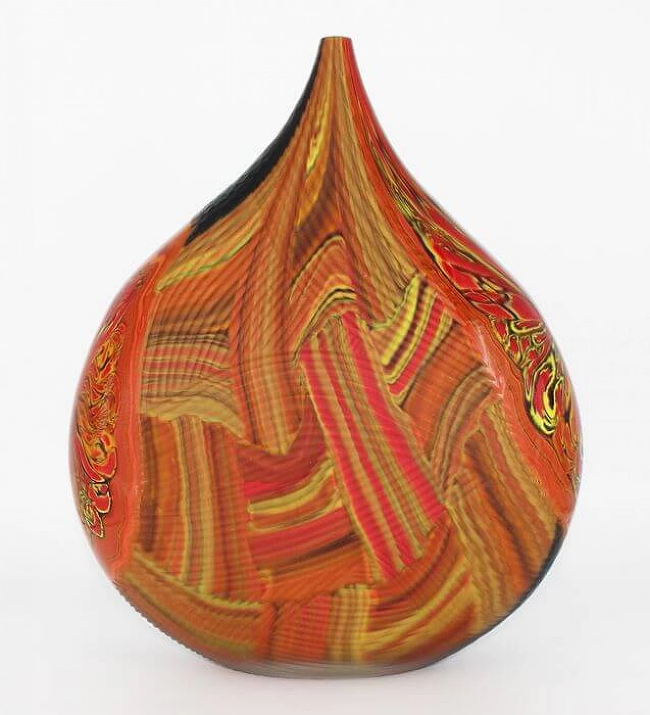 Vaso in vetro soffiato di Murano nei toni del rosso di Luca Vidal, 2000 9