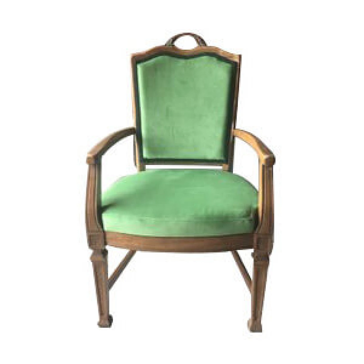 French armchair in wood with green upholstery, early 1900s 9
