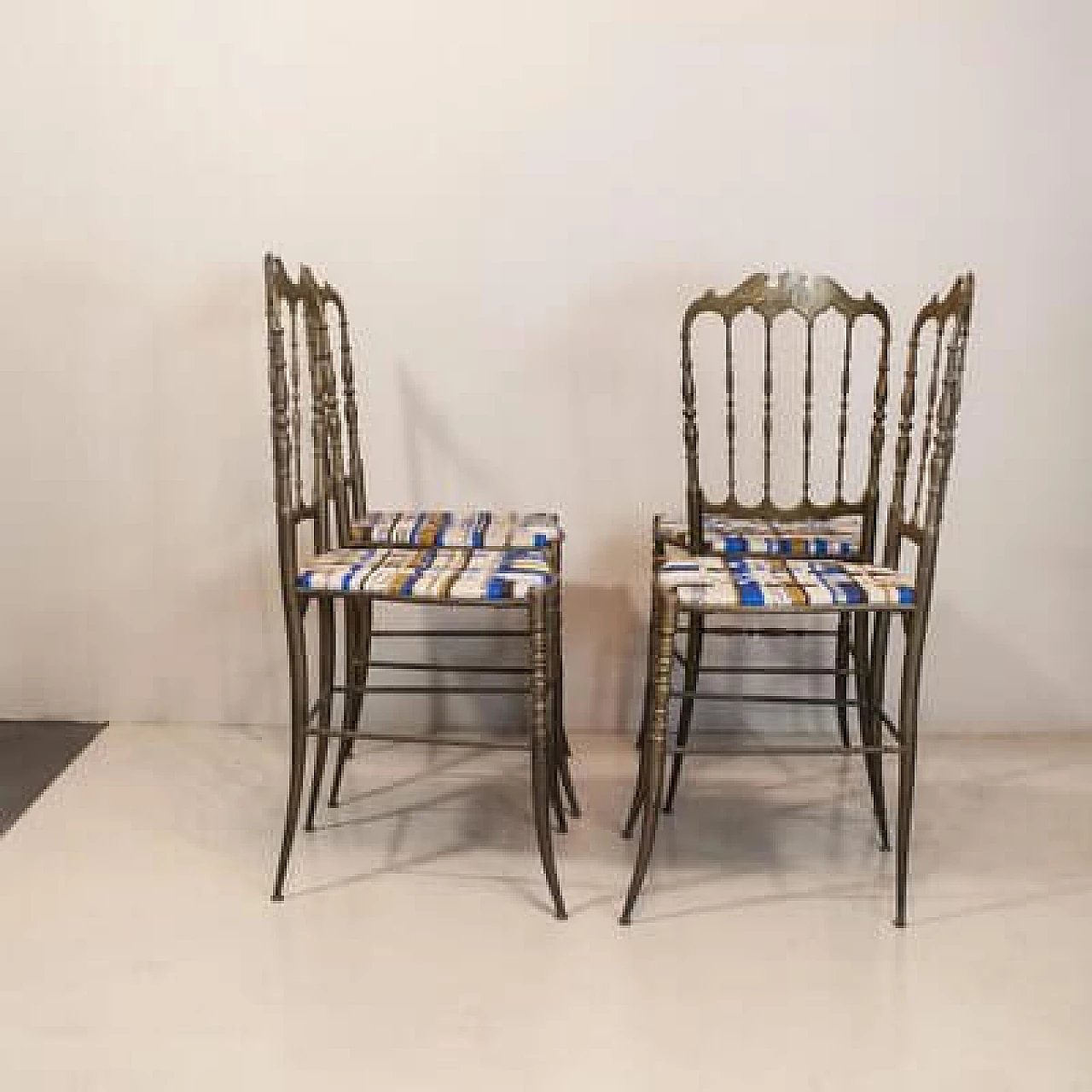 4 Brass chairs by Giovanni Gaetano Descalzi, 1950s 7