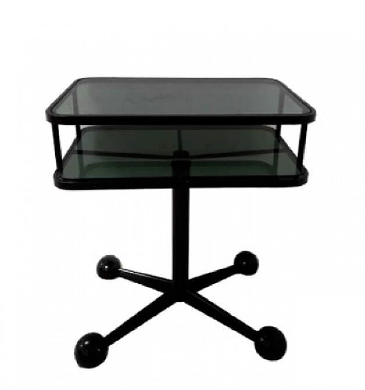 Metal and glass side table with casters by Allegri, 1980s 1