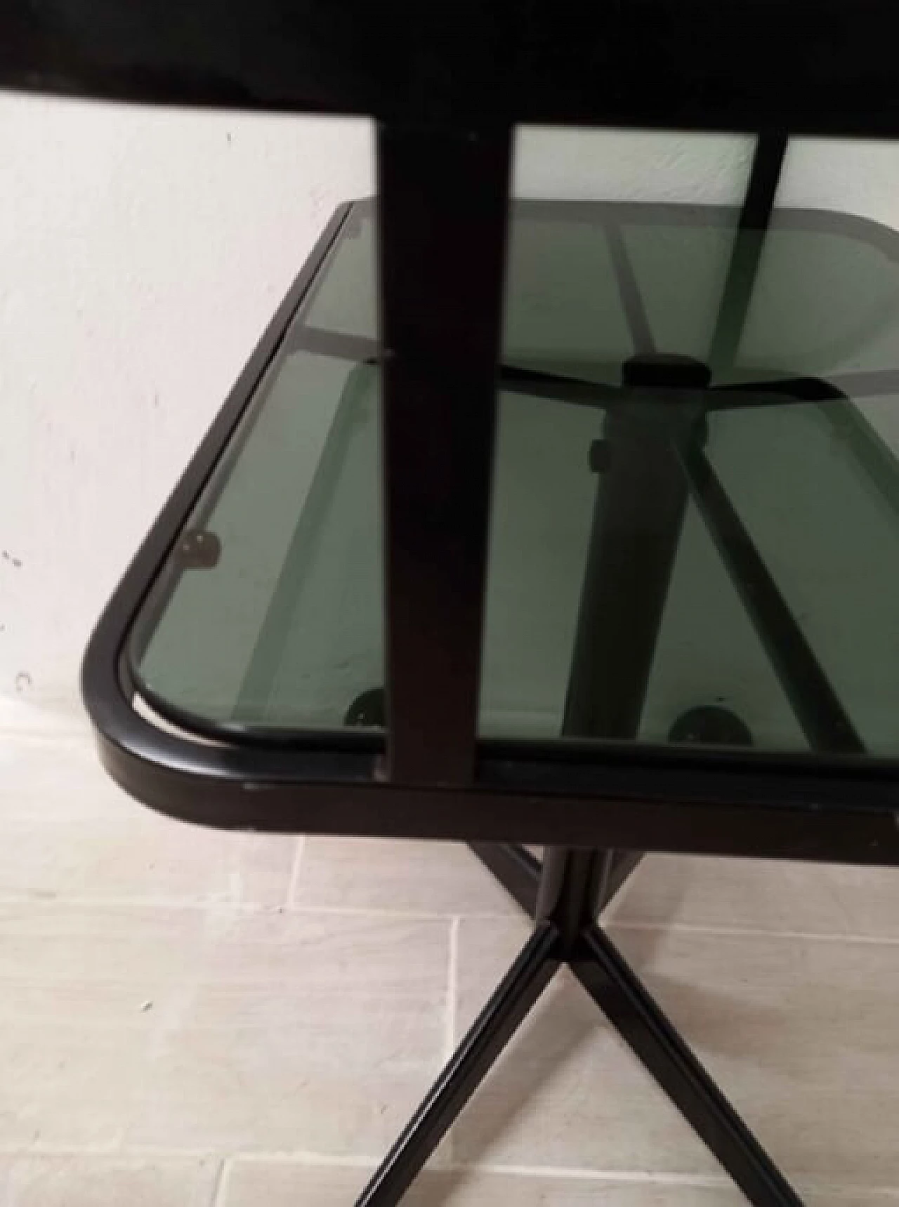 Metal and glass side table with casters by Allegri, 1980s 5