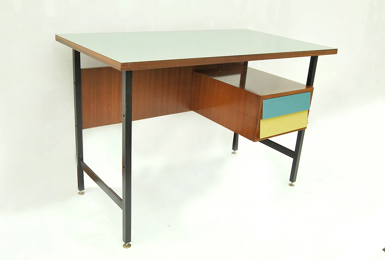 School desk in metal and wood, 1950s 3