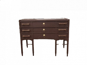 Cassettiera in pino marrone patinato, anni '50