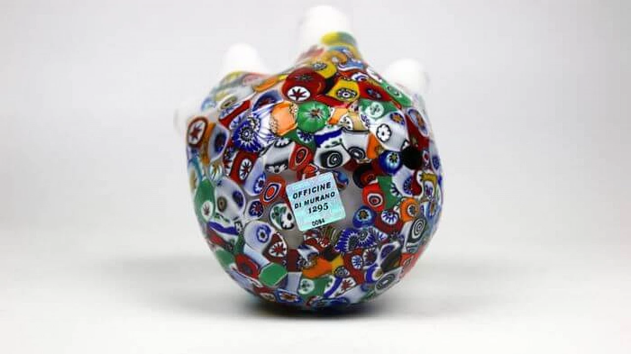 Vaso Fazzoletto con murrine in vetro di Murano 3