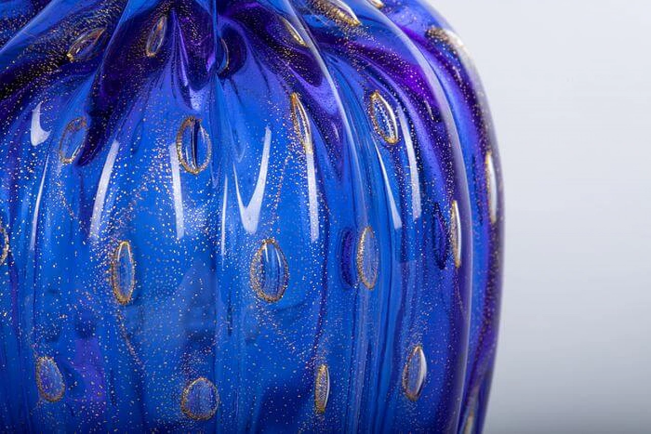 4 vases in blue and gold Murano glass 3