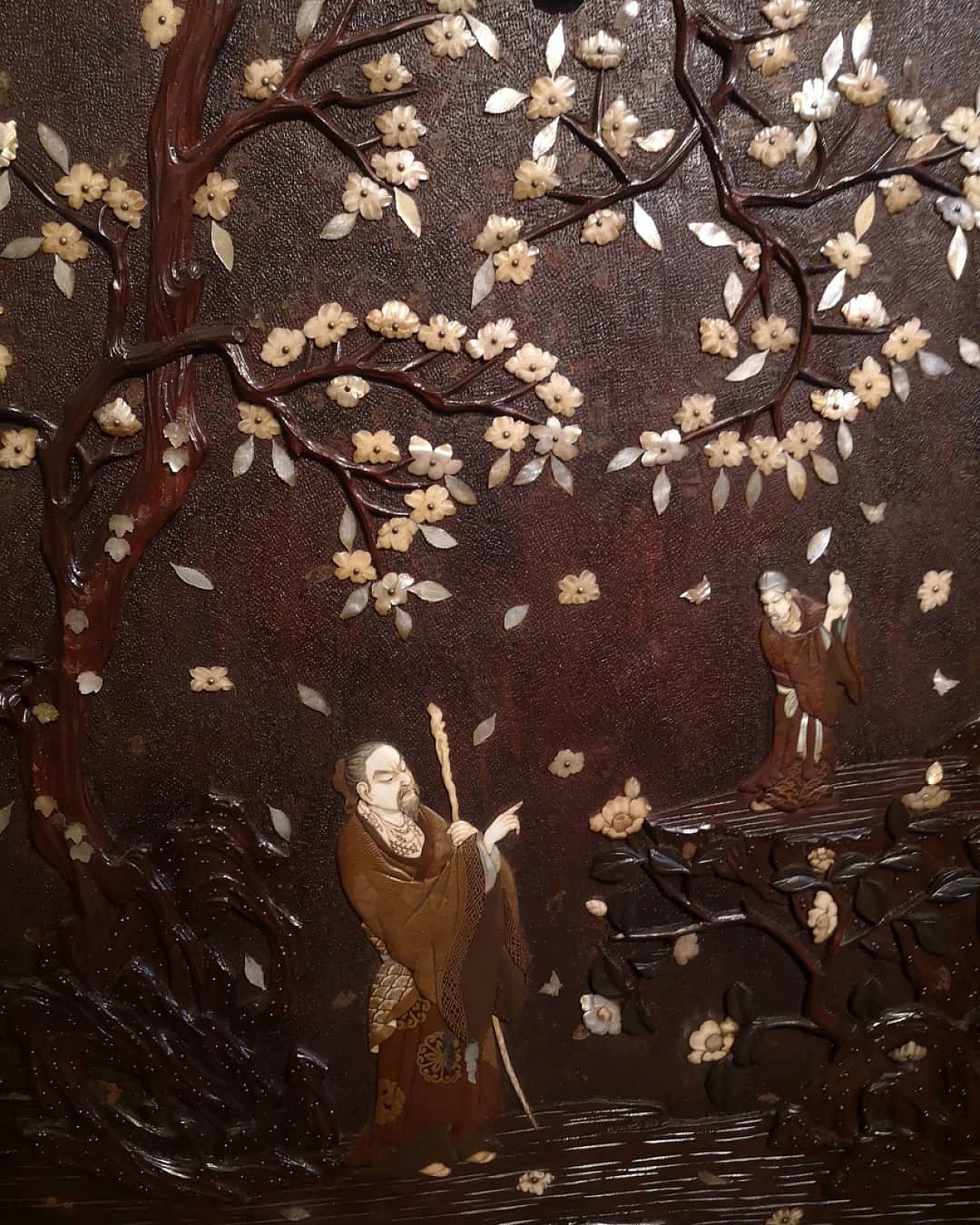 Japanese panel in wood, 19th century 3