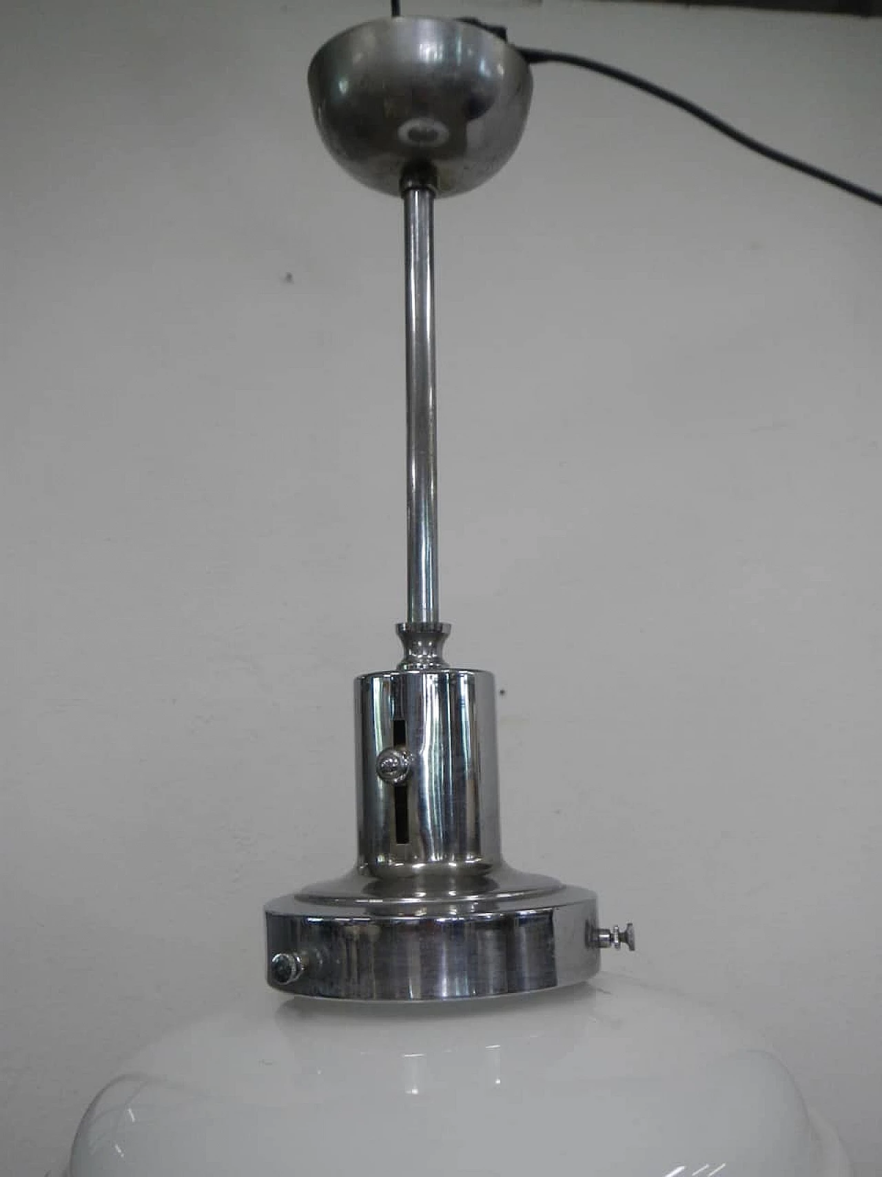 Lamp in metal and opaline glass, 1950s 4