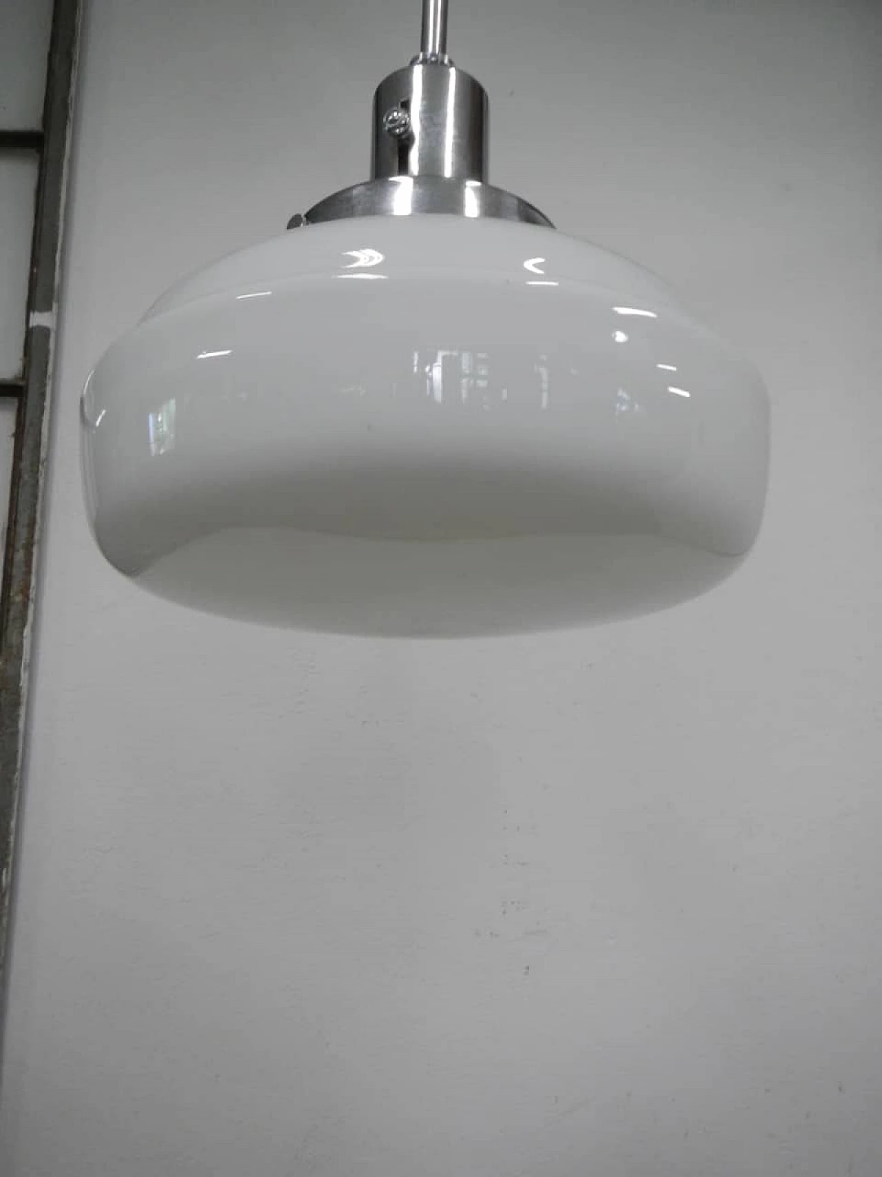 Lamp in metal and opaline glass, 1950s 5