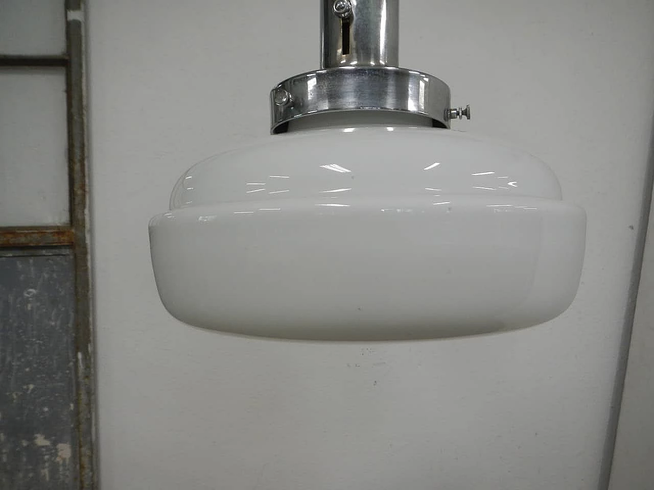 Lamp in metal and opaline glass, 1950s 6