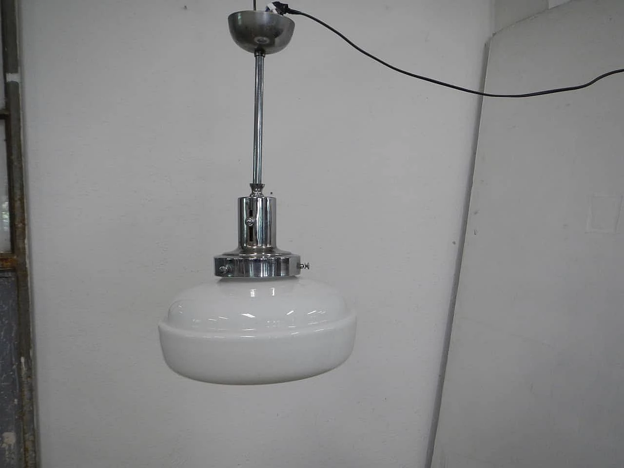 Lamp in metal and opaline glass, 1950s 7