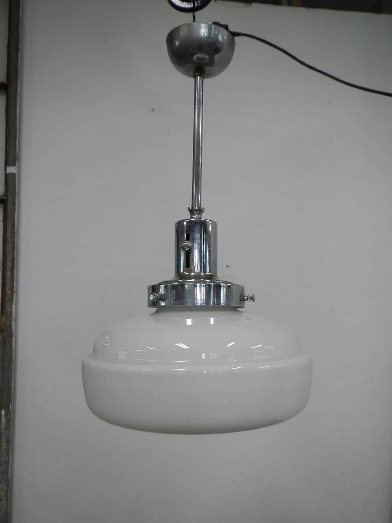 Lamp in metal and opaline glass, 1950s 9