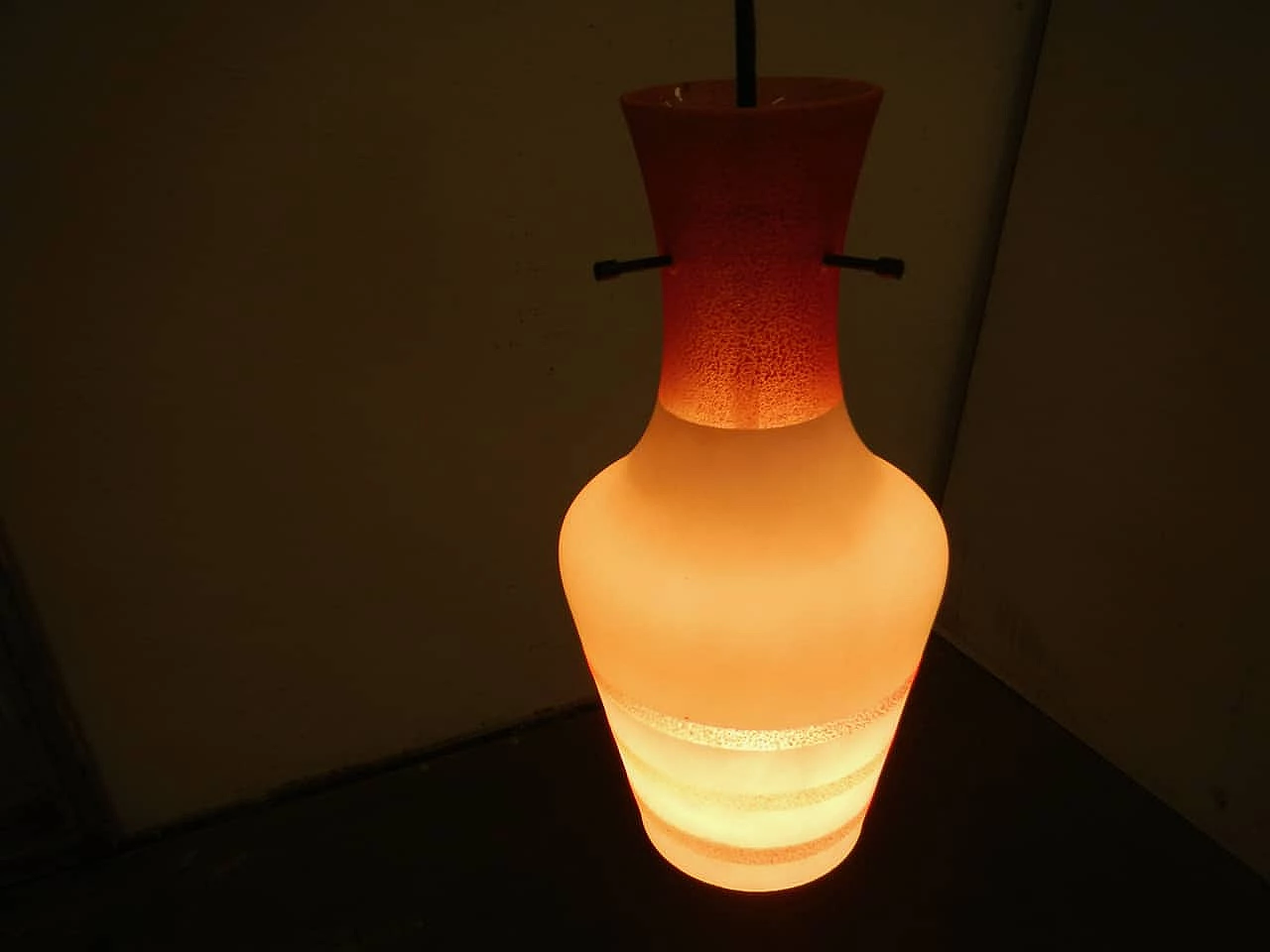 Lampadario da cucina in vetro, anni '50 1