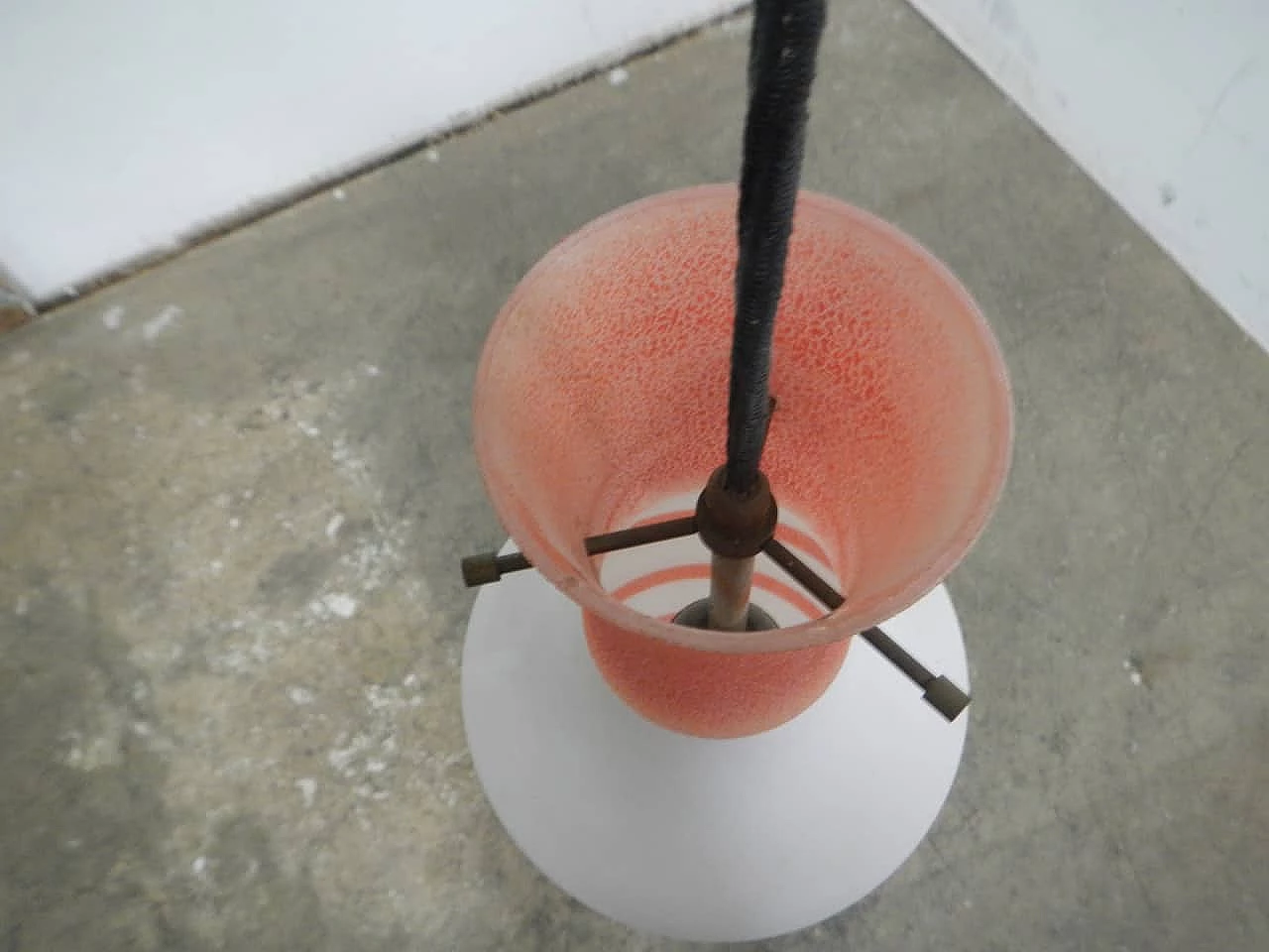 Lampadario da cucina in vetro, anni '50 6