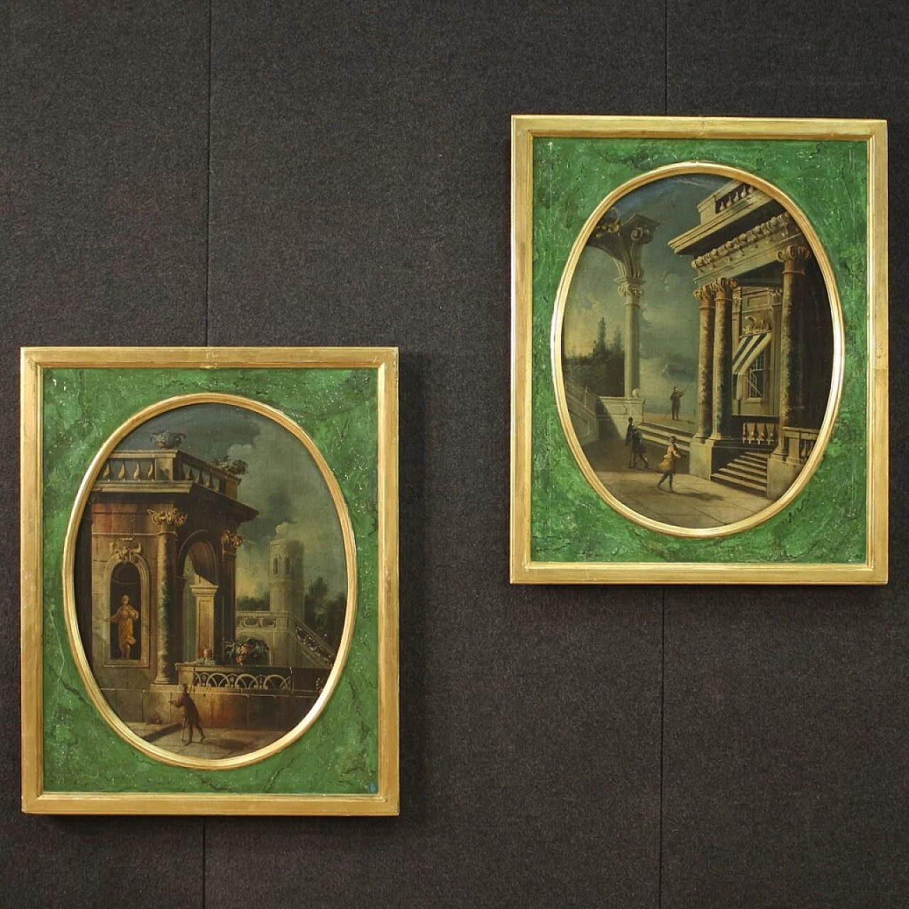 Oil on canvas and panel of architectural whimsy, 18th century 2