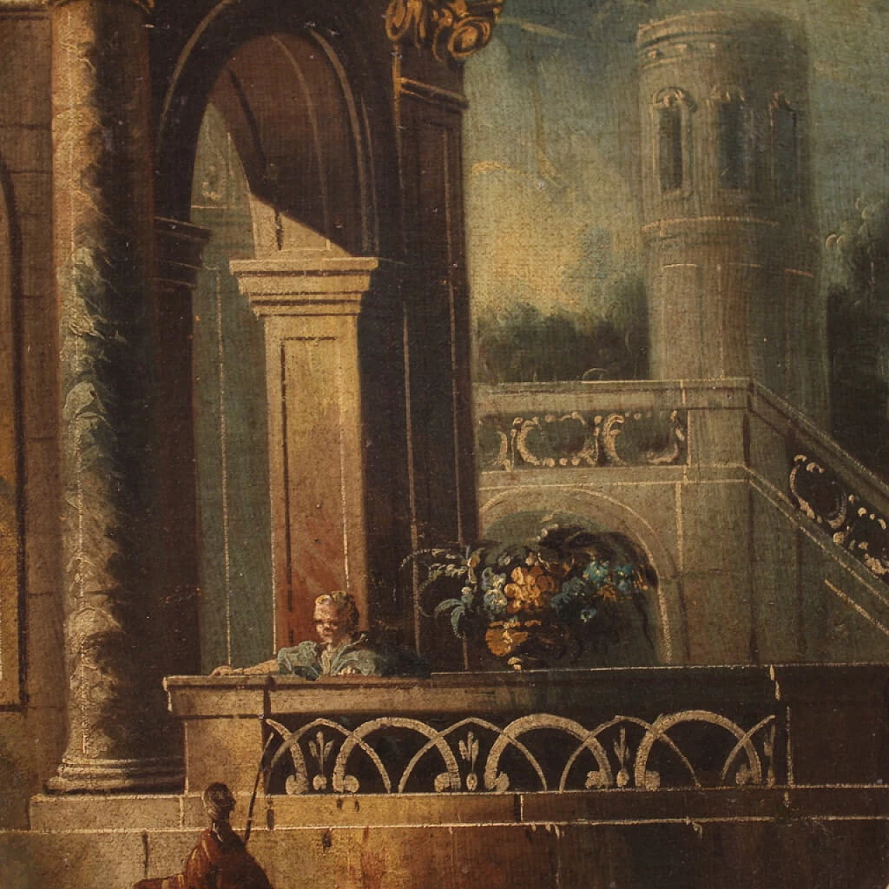 Oil on canvas and panel of architectural whimsy, 18th century 5