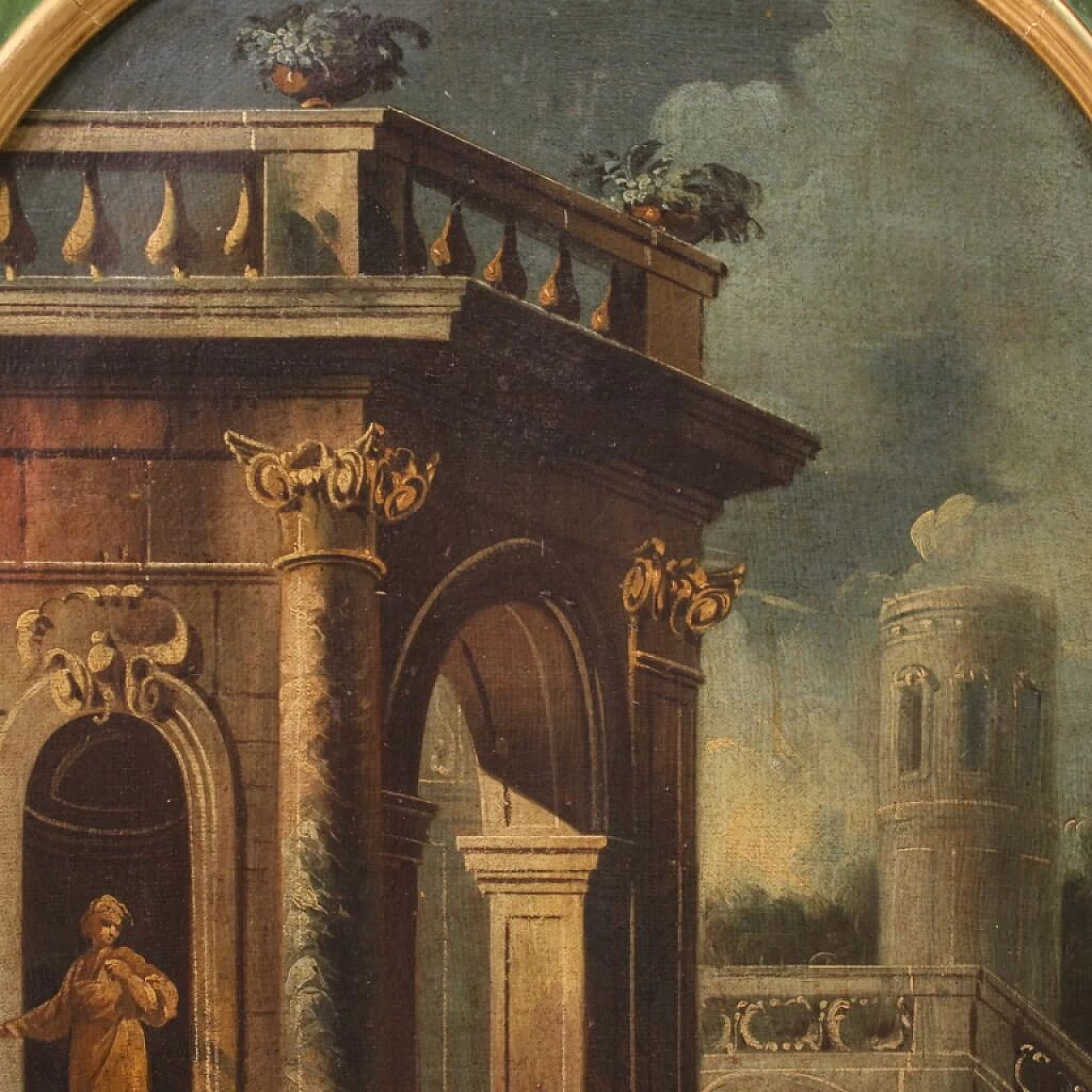 Oil on canvas and panel of architectural whimsy, 18th century 7