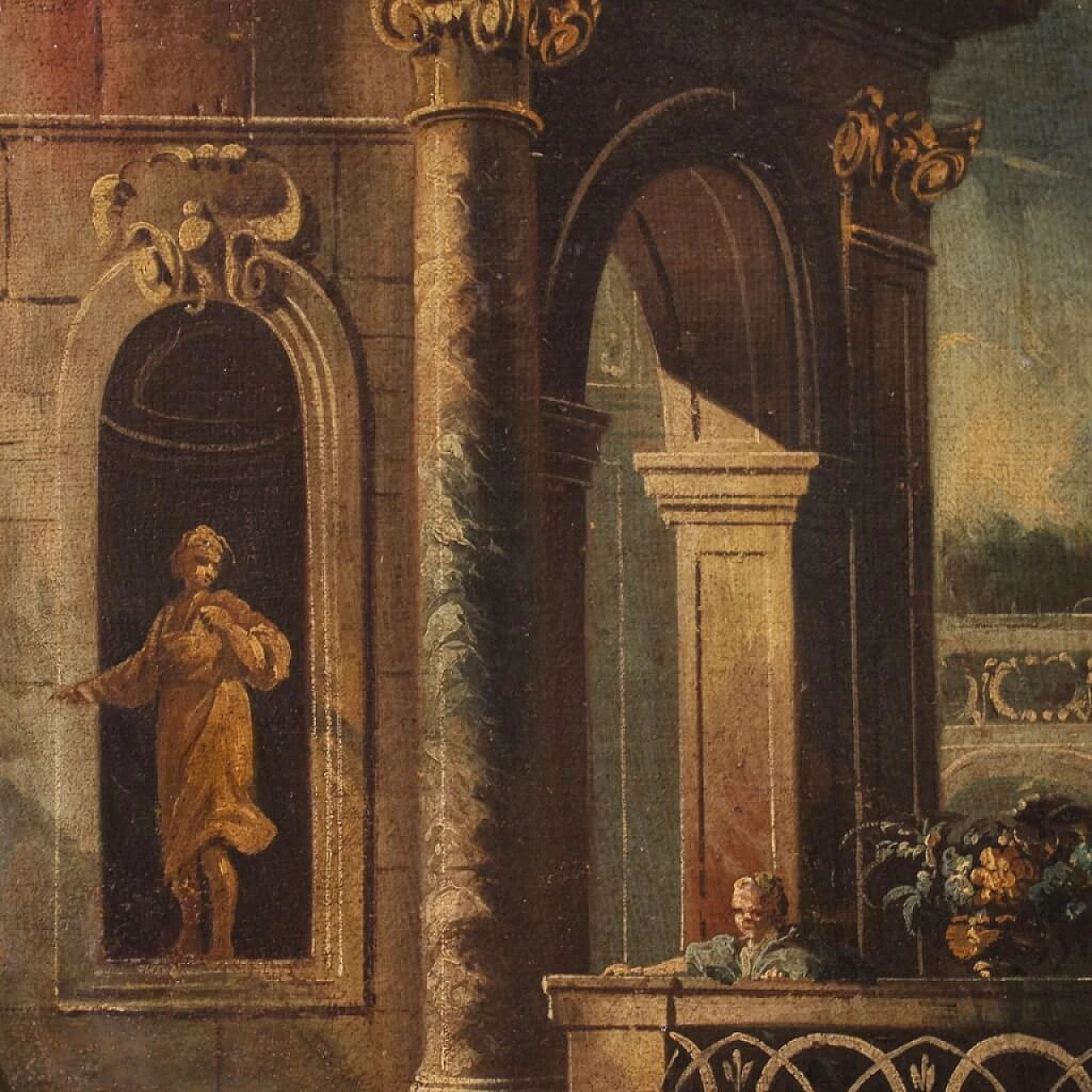 Oil on canvas and panel of architectural whimsy, 18th century 8