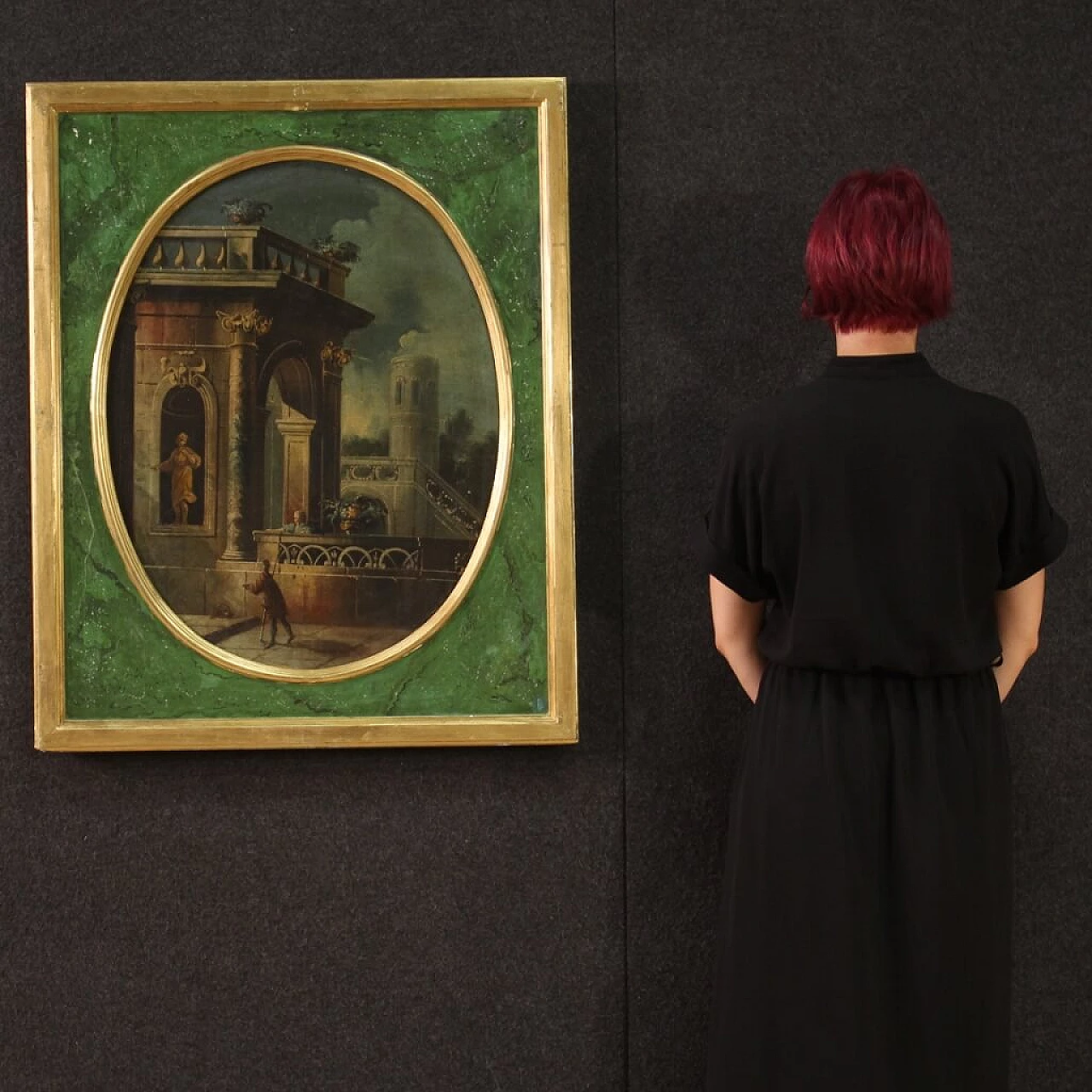 Oil on canvas and panel of architectural whimsy, 18th century 12