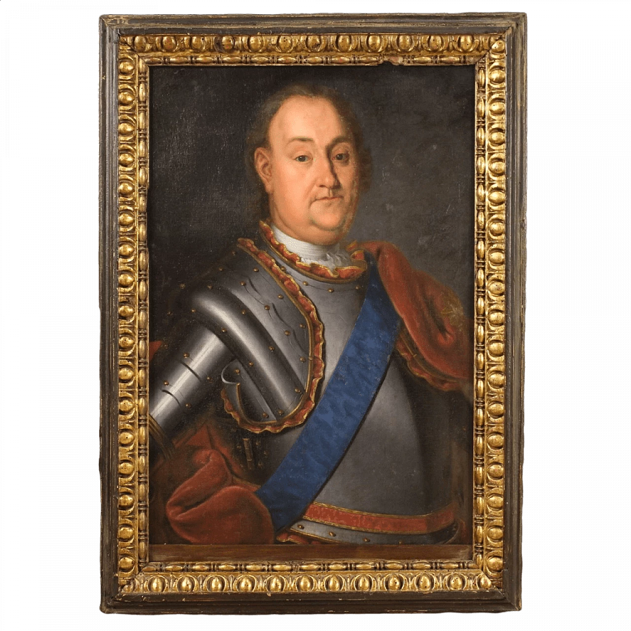 Piedmontese school, portrait of nobleman in armor, oil painting on canvas, 1700s 13