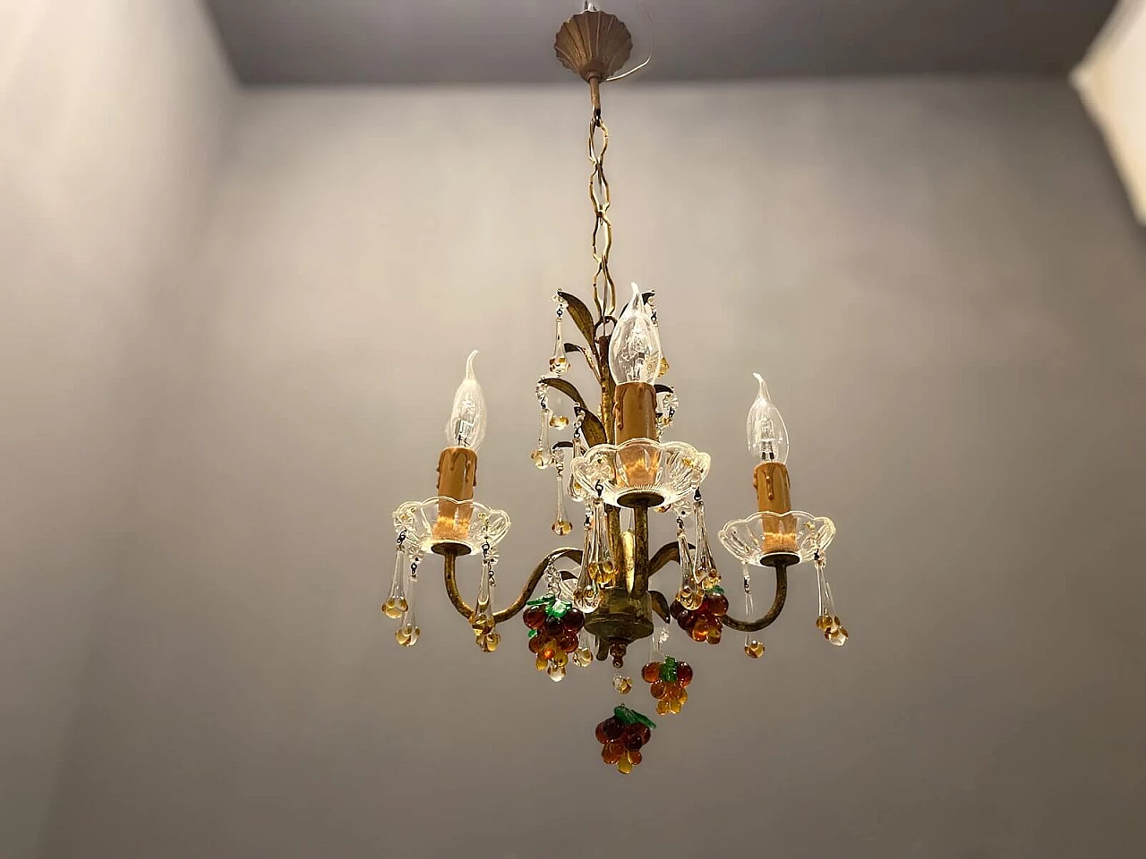Gilded Murano glass fruit chandelier, 1960s 2