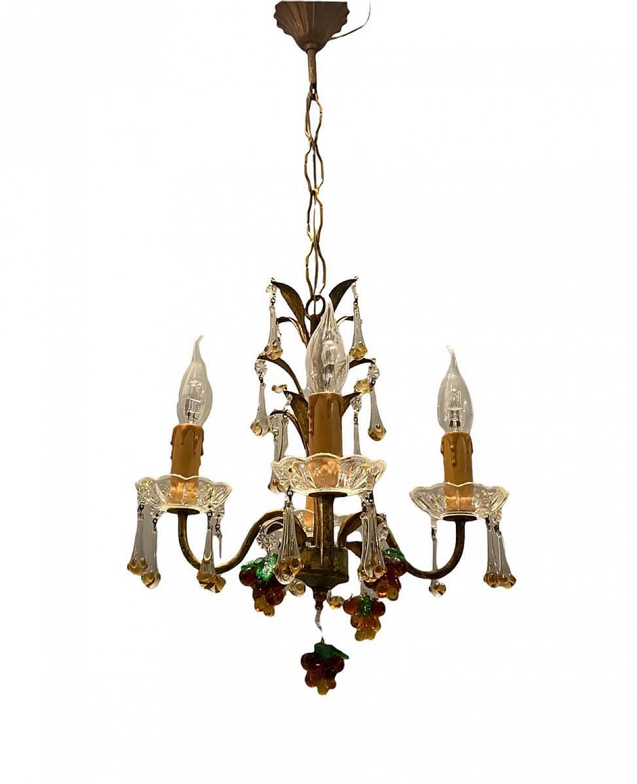 Gilded Murano glass fruit chandelier, 1960s 3