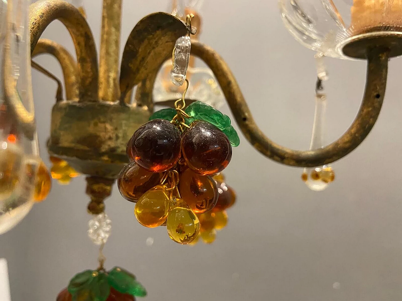 Gilded Murano glass fruit chandelier, 1960s 8