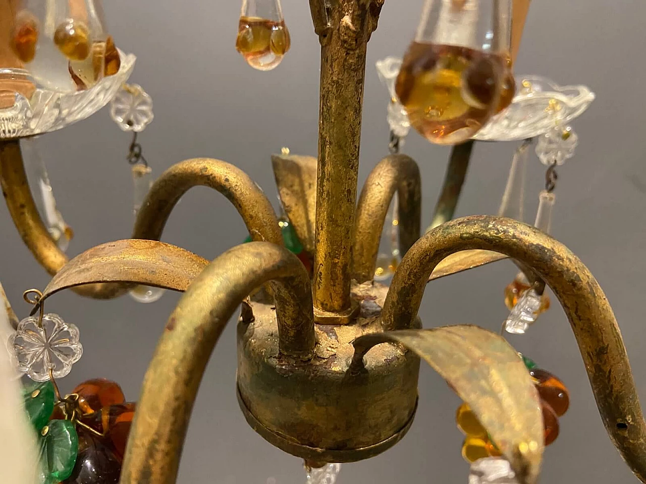Gilded Murano glass fruit chandelier, 1960s 9