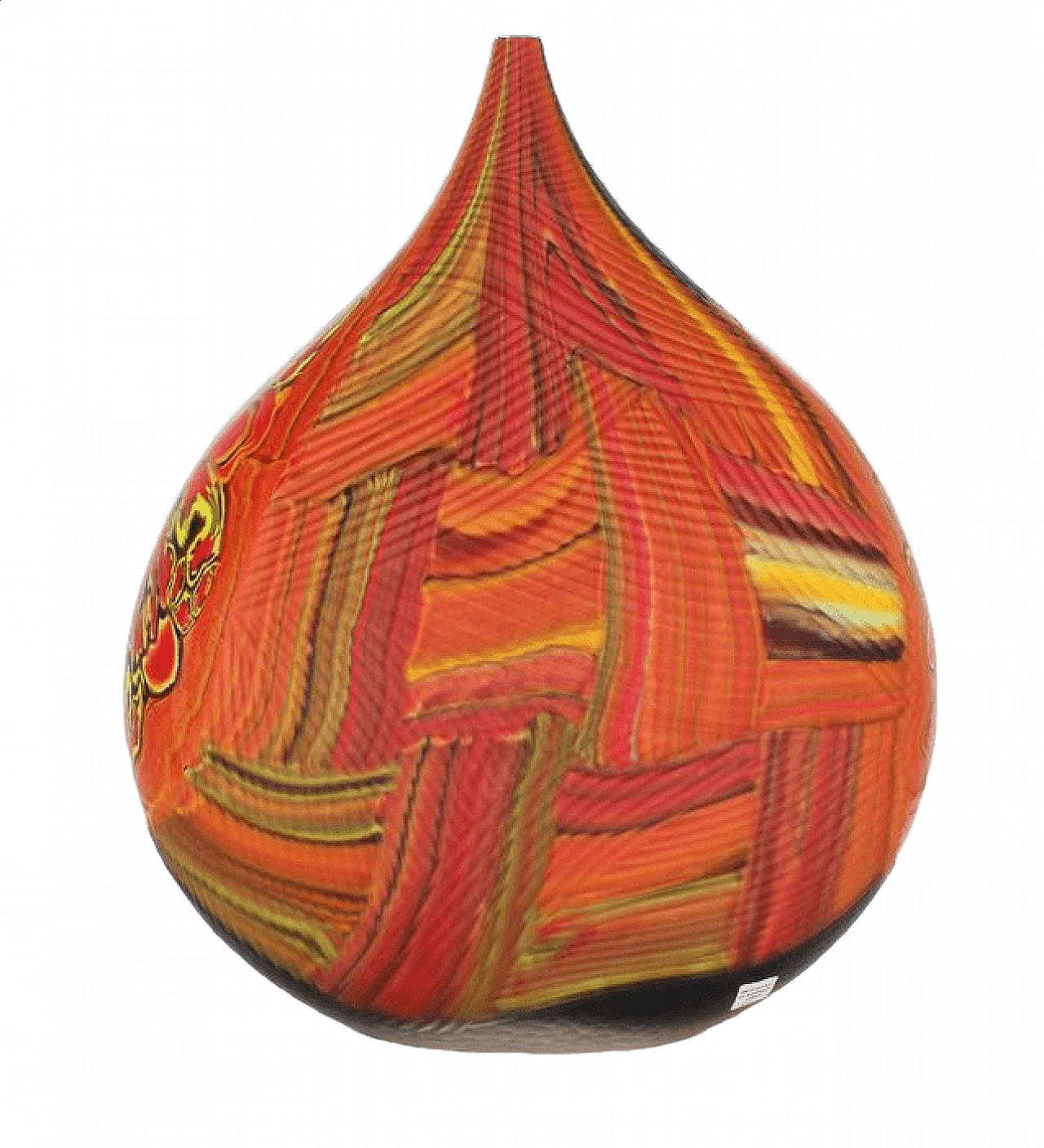 Murano blown glass vase in red tones by Luca Vidal, 2000 12