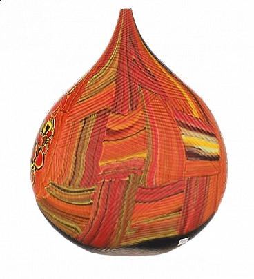 Murano blown glass vase in red tones by Luca Vidal, 2000