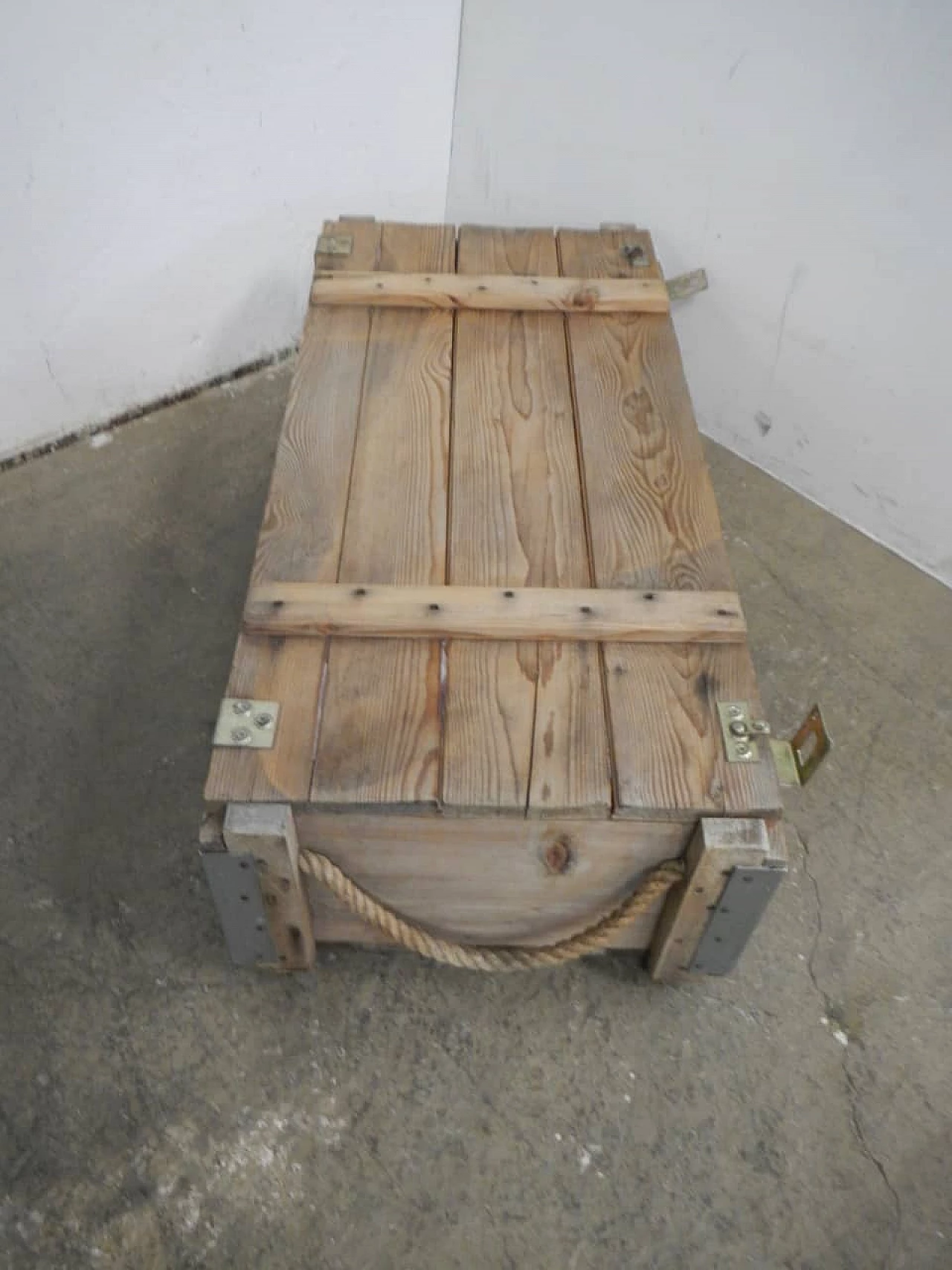 Chest in wooden with rope handles, 1980s 6