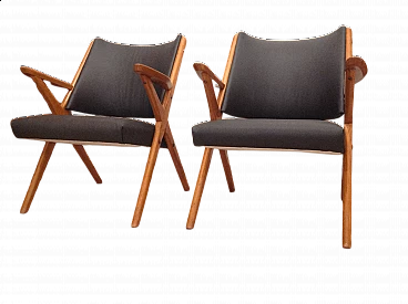 Pair of beech armchairs manufactured by Dal Vera, 1950s
