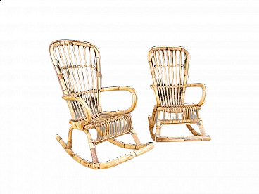Pair of bamboo rocking chairs, 1960s