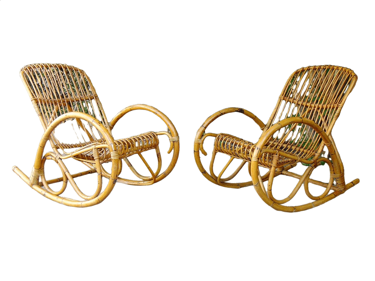 Pair of bamboo armchairs, 1960s 8