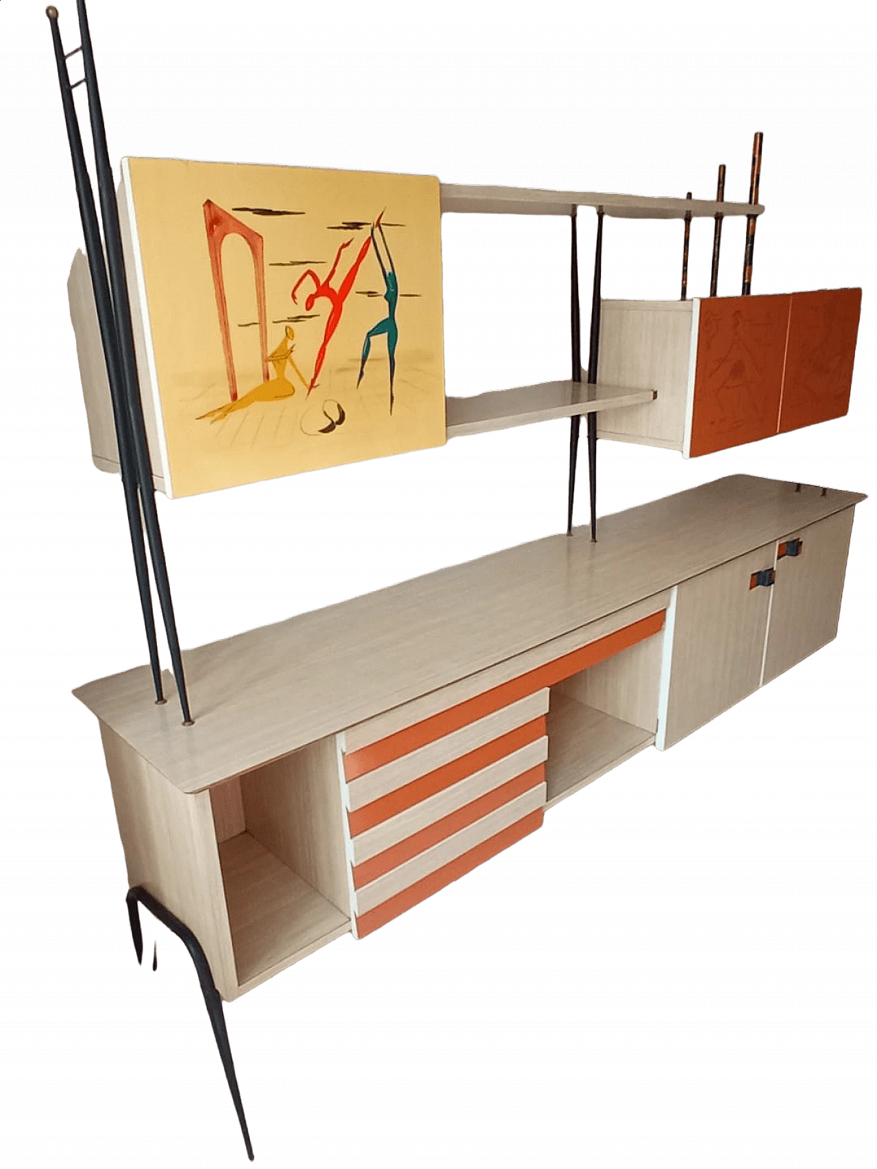 Multicolored sideboard in wood and metal by Ico Parisi, 1950s 11