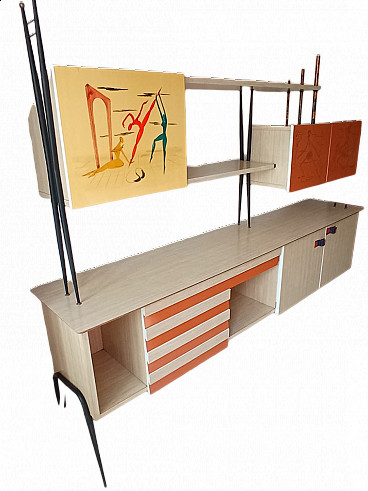 Multicolored sideboard in wood and metal by Ico Parisi, 1950s