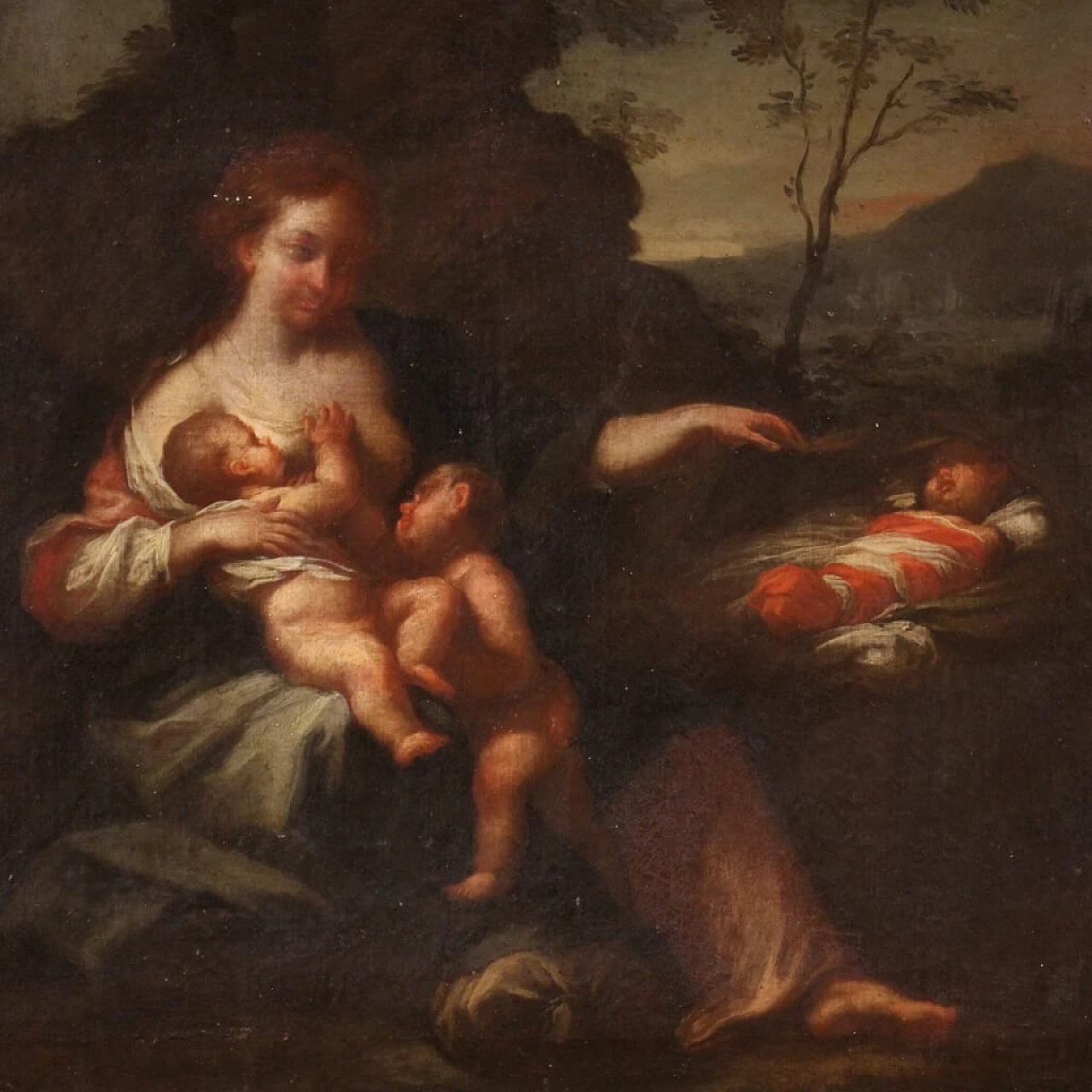Oil on canvas depicting The Allegory of Motherhood, 18th century 2