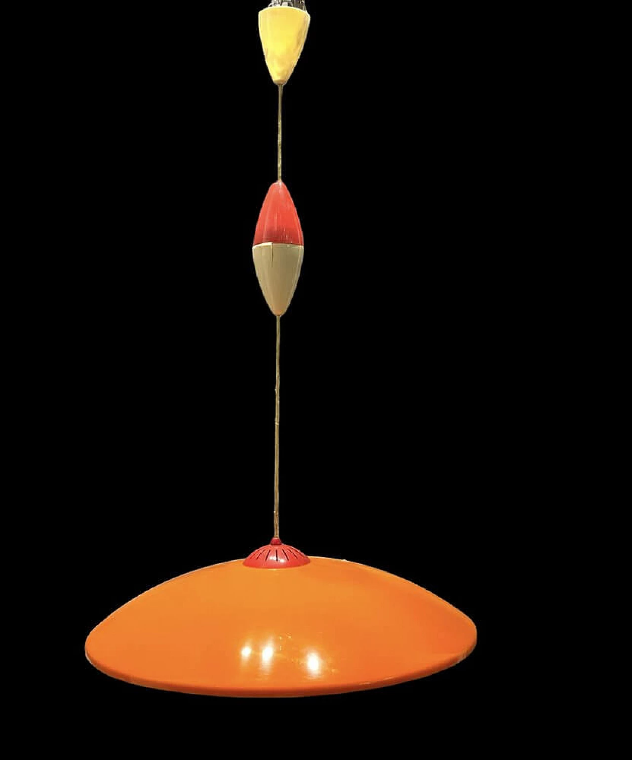 Orange plastic pendant lamp, 1960s 1