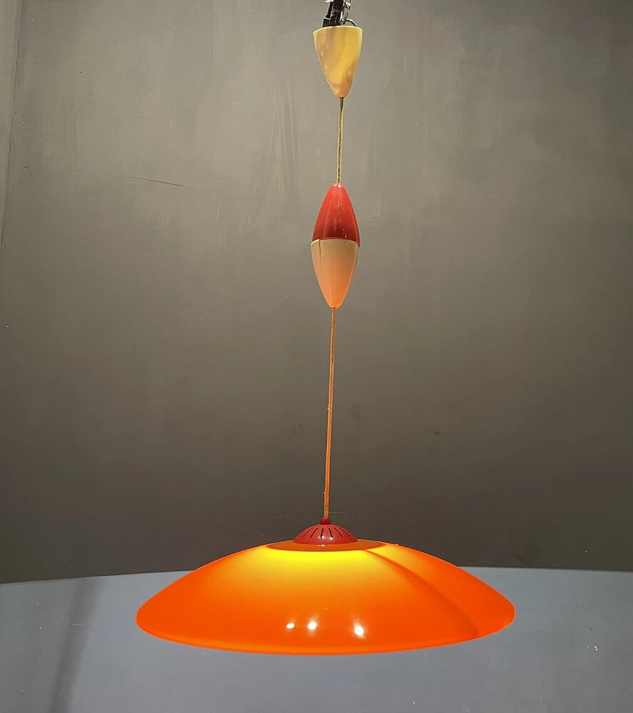 Orange plastic pendant lamp, 1960s 2