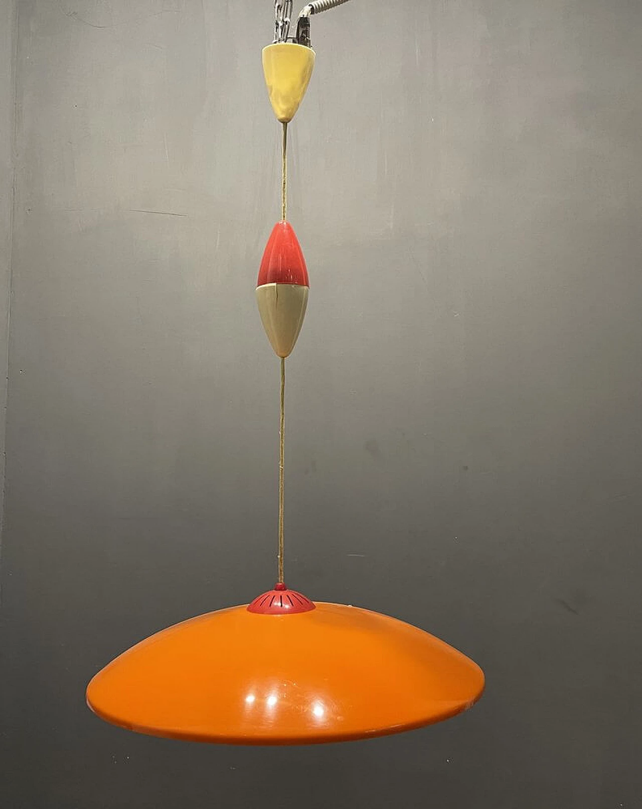 Orange plastic pendant lamp, 1960s 3