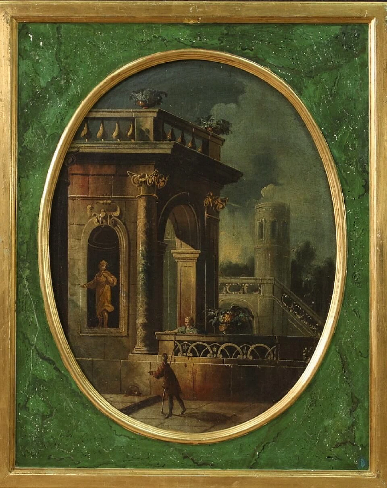 Oil on canvas and panel of architectural whimsy, 18th century 13