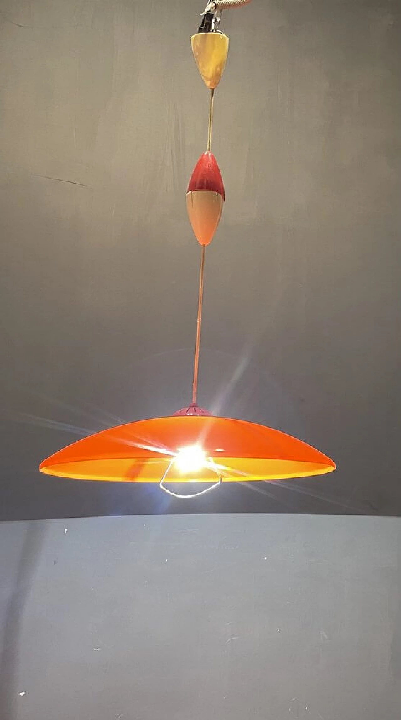 Orange plastic pendant lamp, 1960s 6