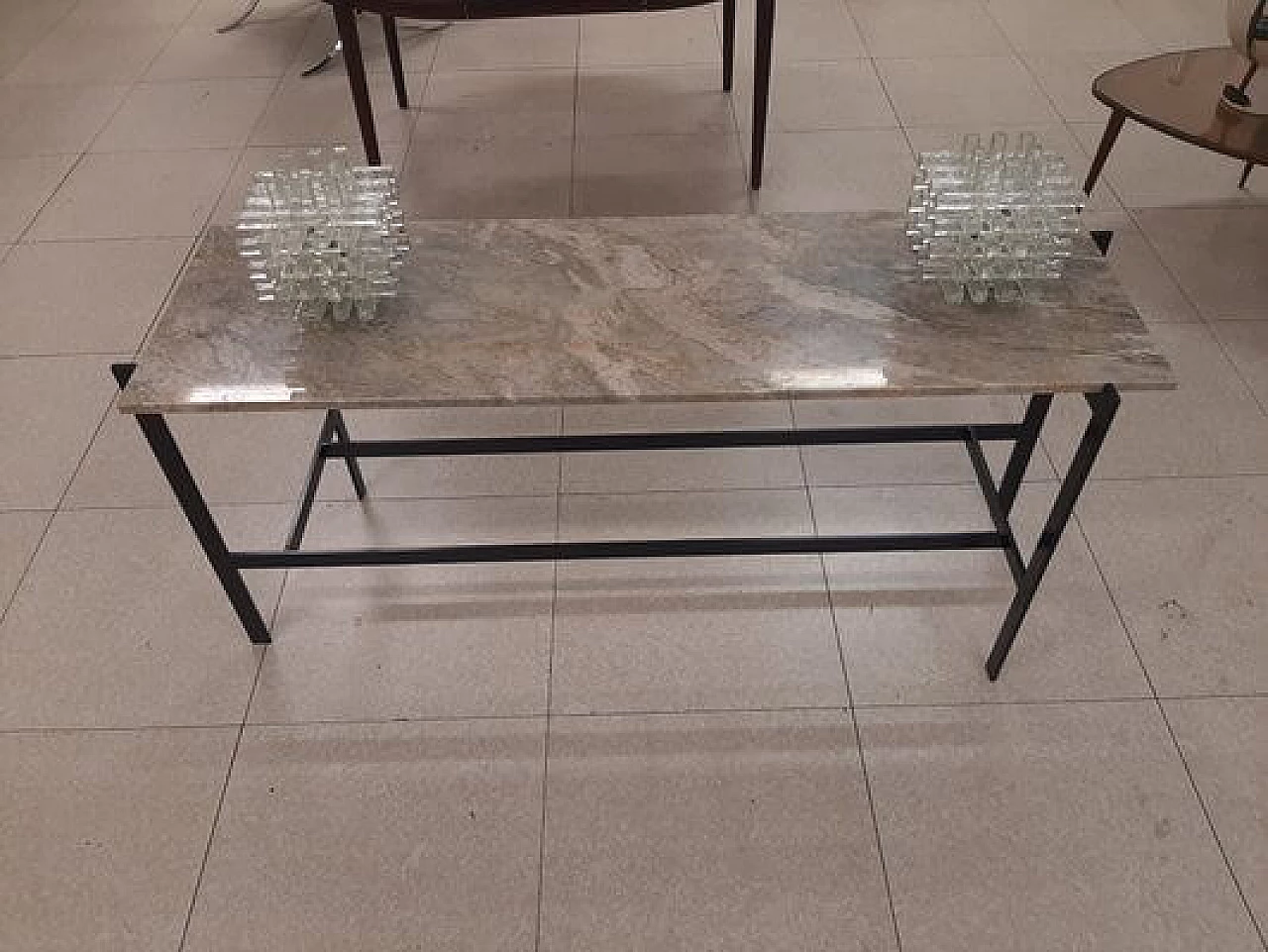 Black lacquered iron console table with marble top 4