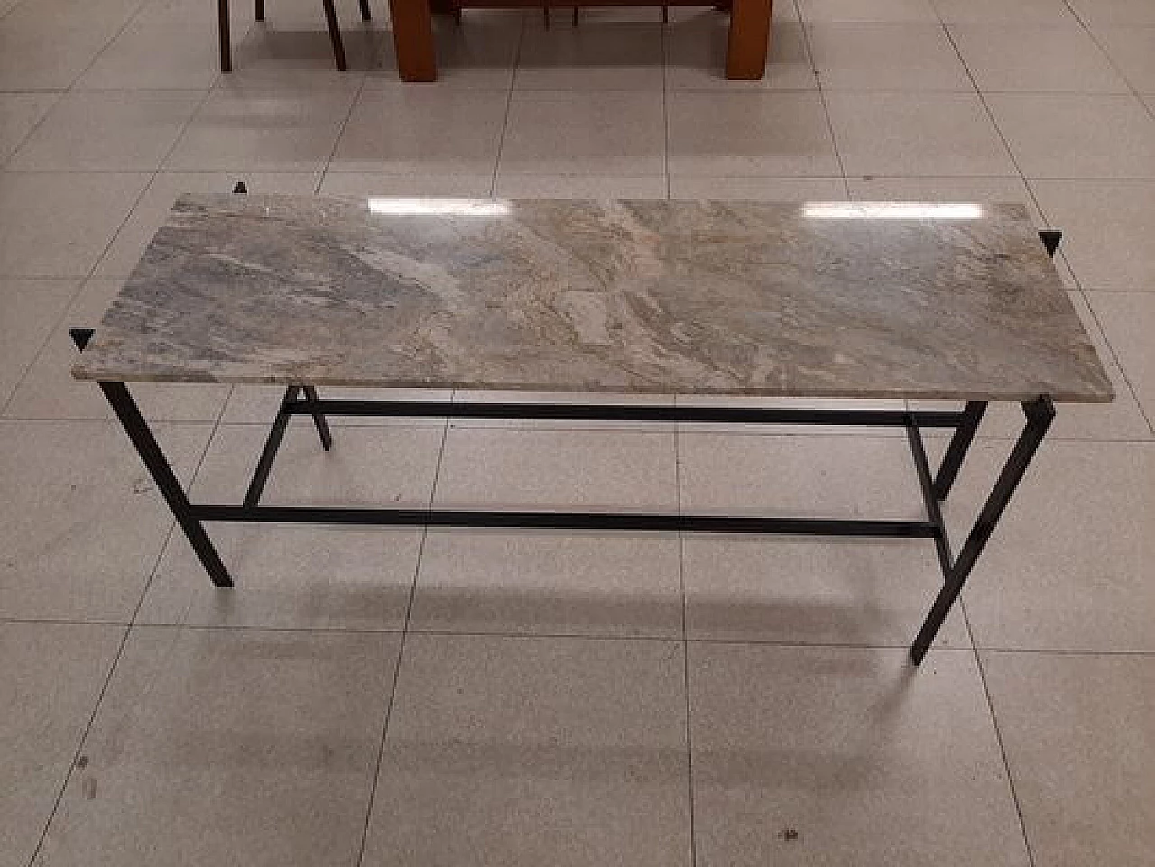 Consolle in ferro laccato nero con ripiano in marmo 6