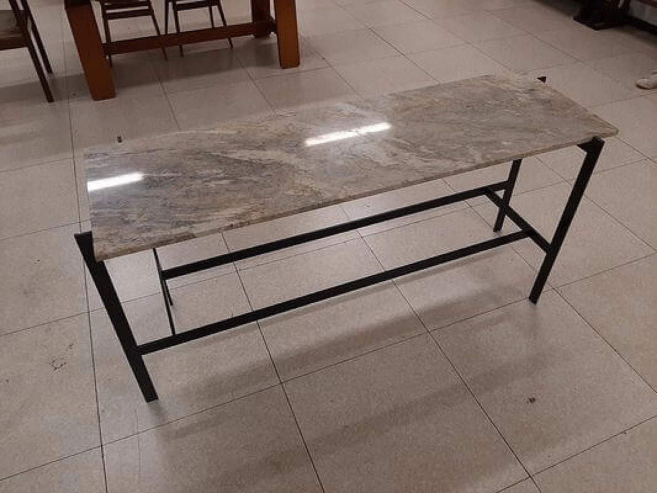 Black lacquered iron console table with marble top 9
