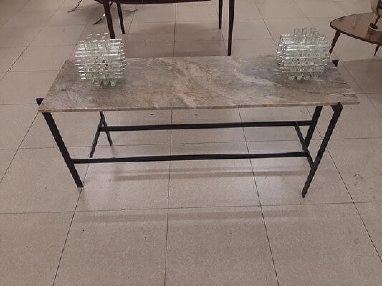 Black lacquered iron console table with marble top 10
