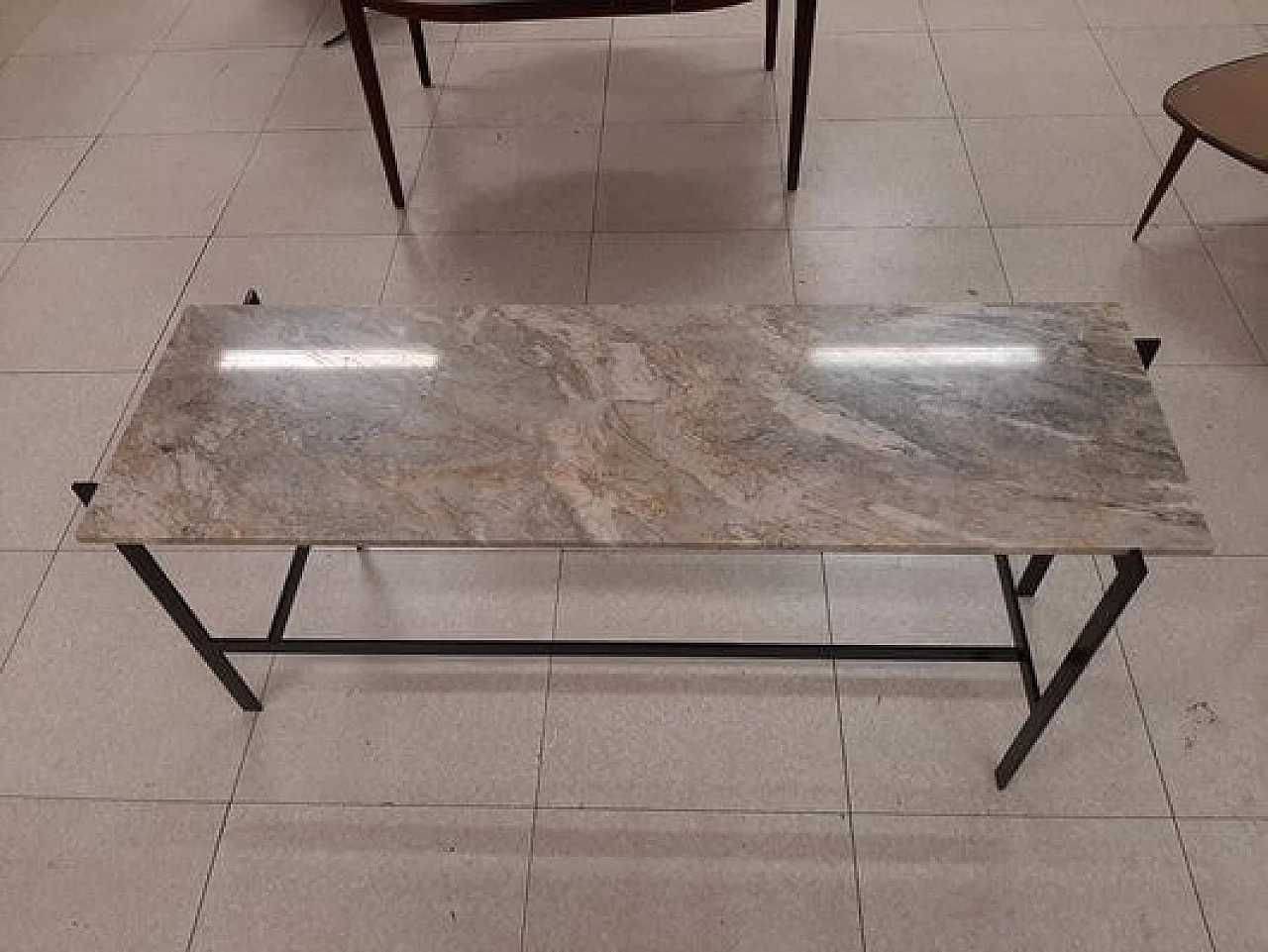 Consolle in ferro laccato nero con ripiano in marmo 11